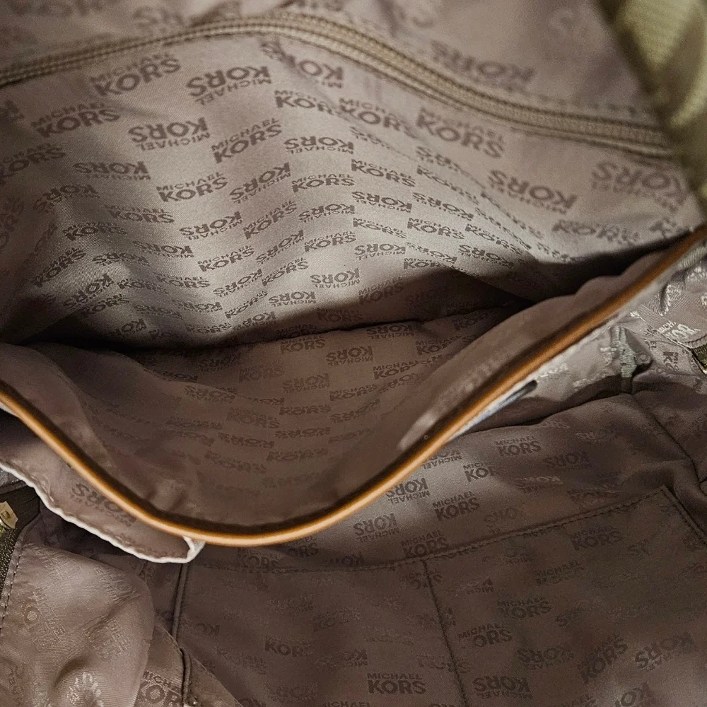 Michael Kors Jet Set Monogram Canvas And Leather Backpack In Tan And Brown